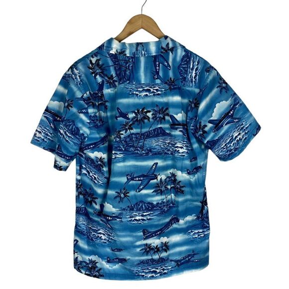 RJC MEN'S Blue Vintage Hawaiian Short Sleeve Graphic Shirt US M - Picture 2 of 5